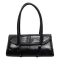 Burgundy Magnetic Buckle Leather Shoulder Bag