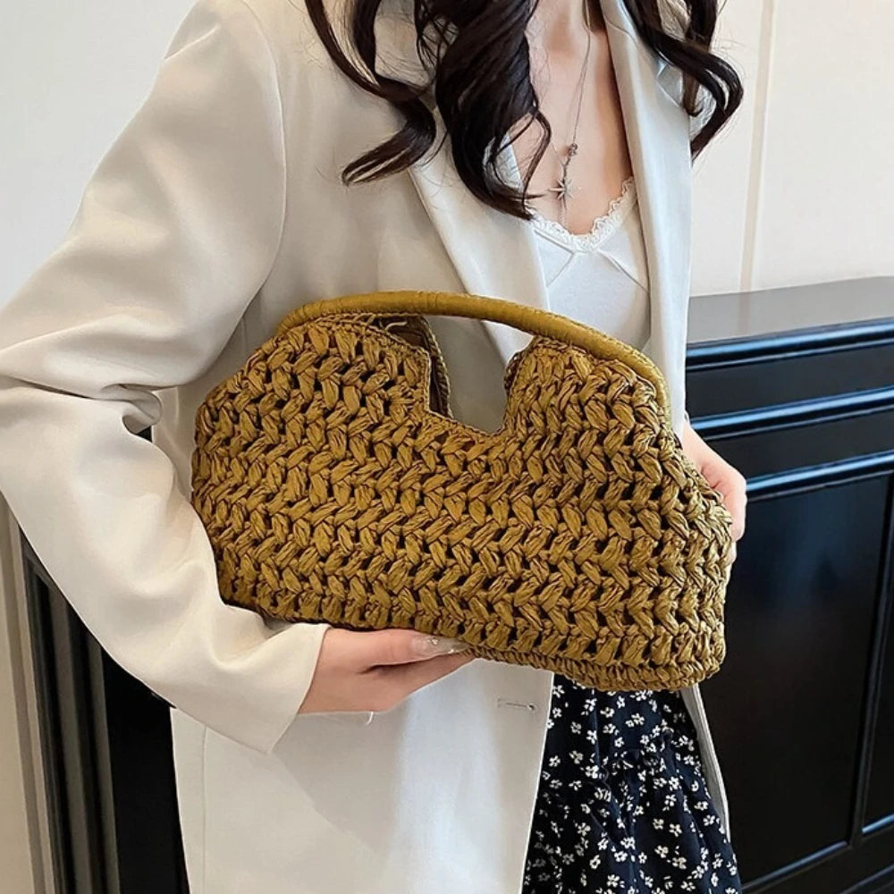 Woven Rattan Clutch Bag