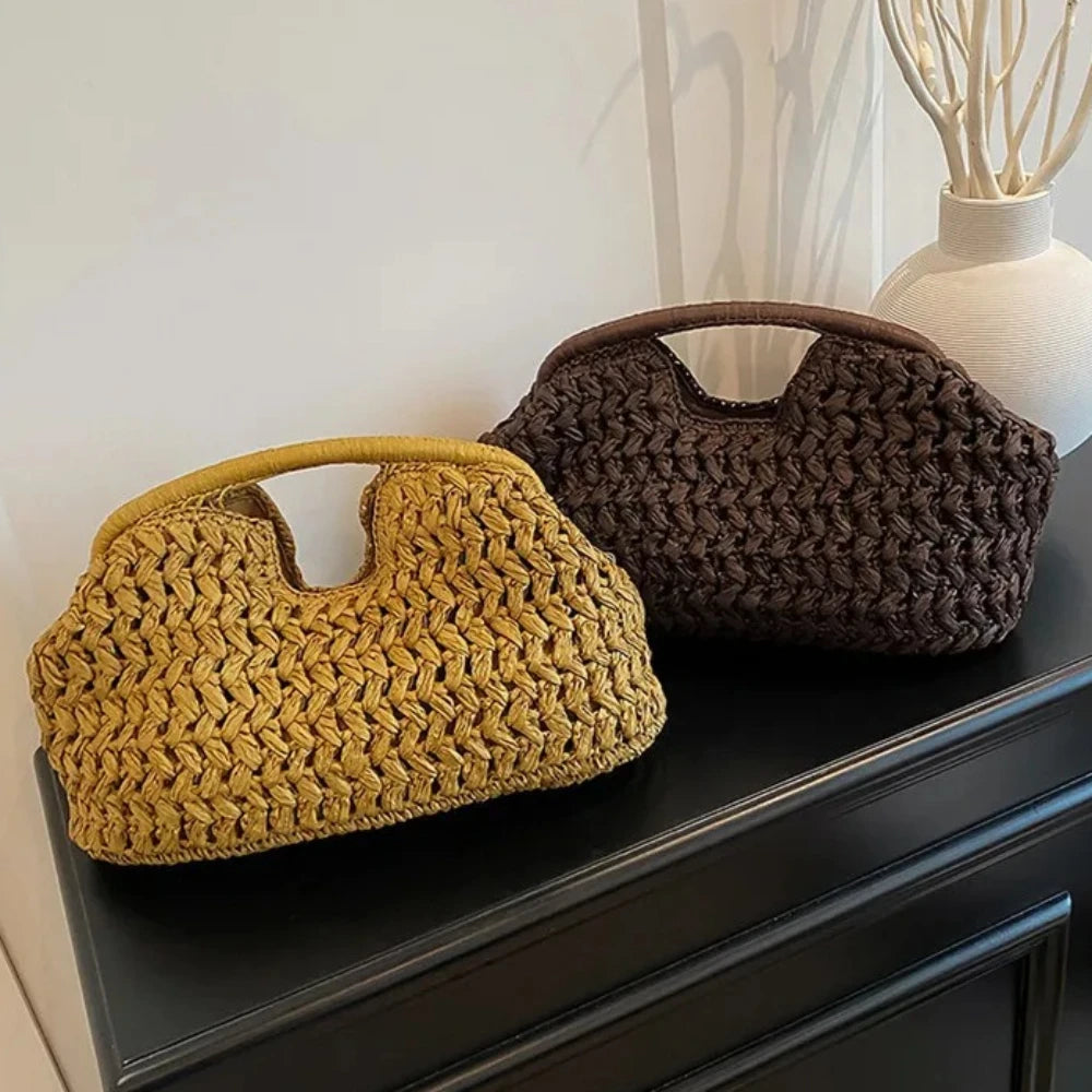 Woven Rattan Clutch Bag