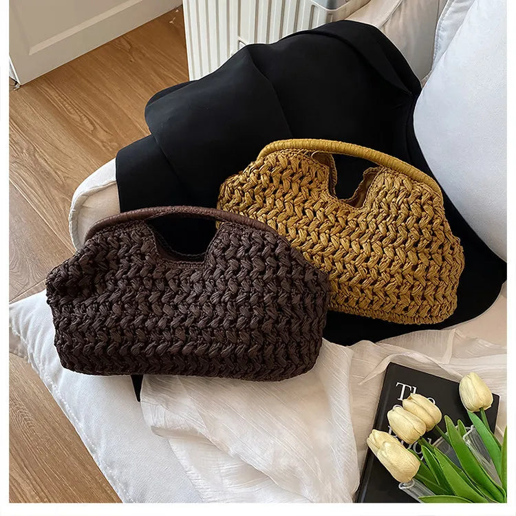 Woven Rattan Clutch Bag