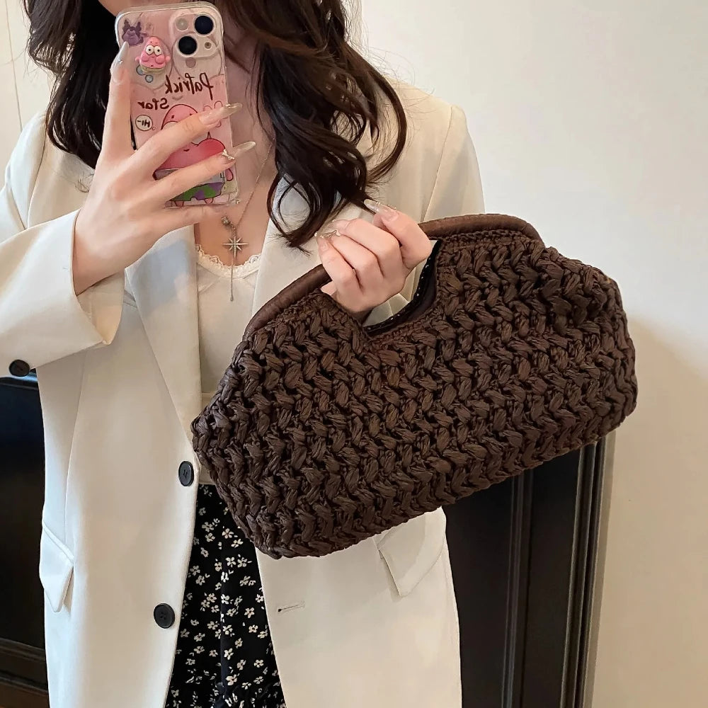 Woven Rattan Clutch Bag